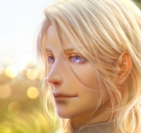 Summer sunshine - eyes, esty swandana, blond, fantasy, face, man, luminos, francis bonnefoy, guy