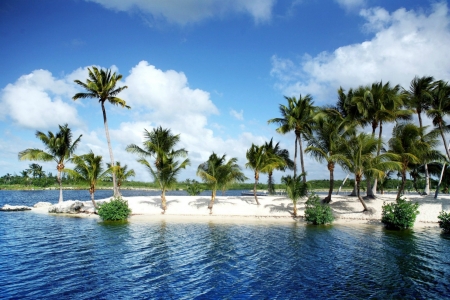 Cayman Islands - clouds, palms, water, beach, island, Cayman Islands, sand, pier, Cayman, sky