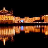 Gold temple at night