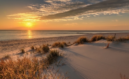 Beach Sunset - nature, beach, sunset, sea