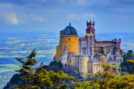 La Pena Castle, Portugal - sky, building, landscape, mountain, clouds