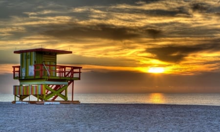 South Beach,Maimi,USA - clouds, house, beach, ocean, sand, sunset, nature, towers, maimi, sky