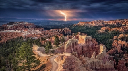 Storm over the Rocks - sky, rock, storm, nature