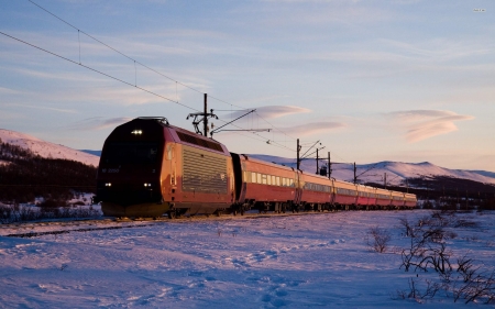 norway electric locomotive - snow, locomotive, norway, electric