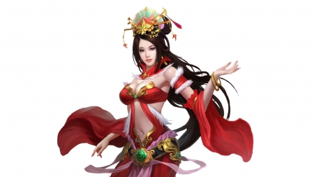 Fantasy girl - white, red, fantasy, game, luminos, girl, frumusete, asian