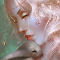 Sad beauty with bunny