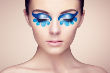 Beauty - woman, face, girl, blue, oleg gekman, model, makeup