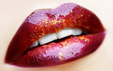 Red - mouth, lips, red, glossy, lipstick