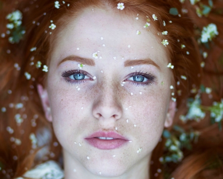 Beauty - redhead, woman, freckles, model, girl, eyes, asmya