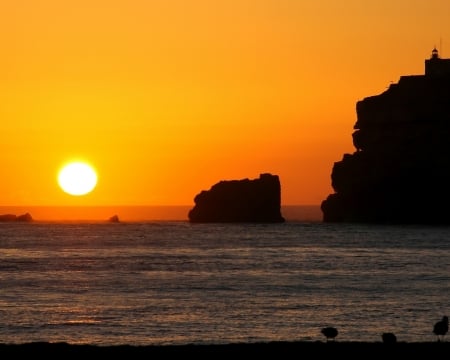 Beautiful Sea Sunset - sunset, nature, cliffs, sea, rocks