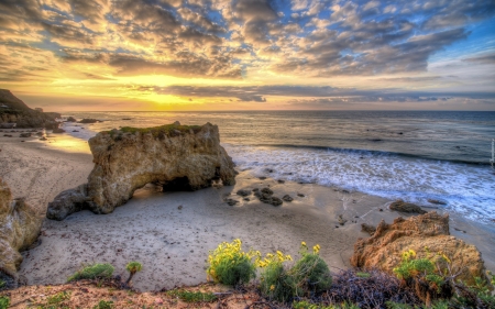 Beach Sunset - nature, beach, sunset, sea