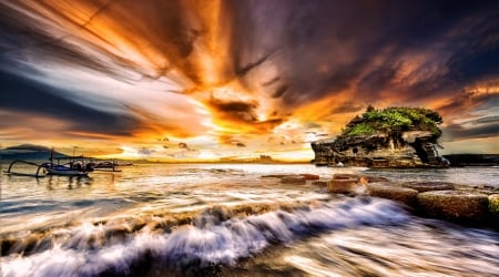 ocean sunset - cool, fun, beach, sunset, ocean, nature