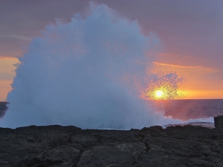 Strong Surf at Sunset - surf, sunset, nature, beach, ocean