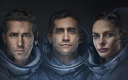 Life (2017) - woman, movie, jake gyllenhaal, poster, trio, life, cosmonaut, man, rebecca ferguson, ryan reynolds, actor