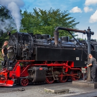 Old Steam Locomotive Filling Water