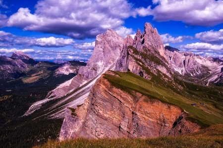 Mountains Landscape,Italy - clouds, trees, scenic, forest, peaks, nature, mountains, sky, woods