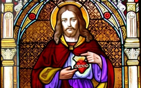 Jesus - christ, stained glass, jesus, heart