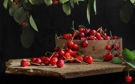 Cherries - cherries, berries, nature, red