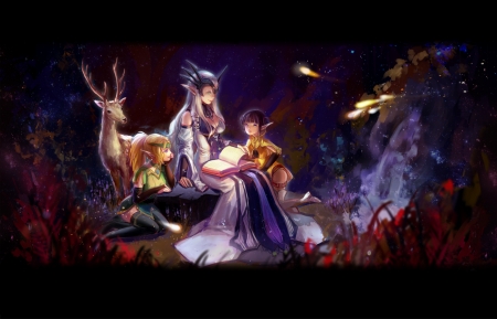 The book - kirayoci, deer, book, fantasy, horns, art, anime, fairy, cute, manga