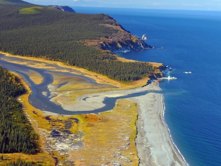 Shantar Island,Russia - nature, forest, russia, river, island, sea