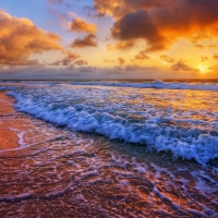 Foamy Waves at Sunset