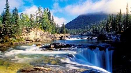 Mountain River at Sunset