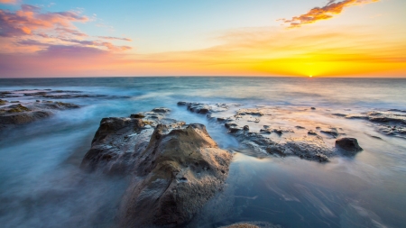 Cool Horizon - horizon, nature, sky, clouds, sunset, sea