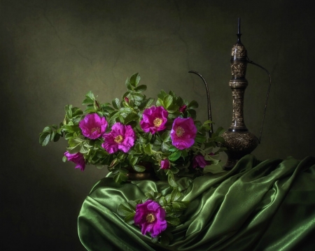 Still life with wild roses