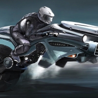 sci-fi robot on bike