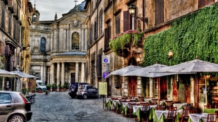 terrace and ally in rome - terrace, ally, car, rome