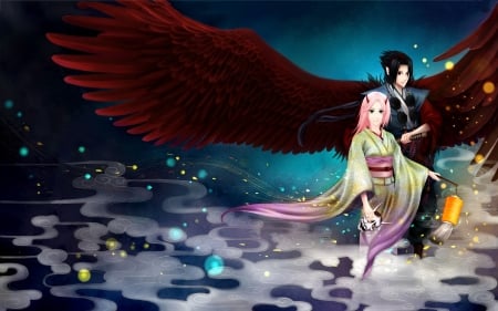 •ღ✿ღ• - anime, angel, art, couple