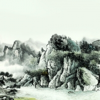 Oriental Mountain Water Painting