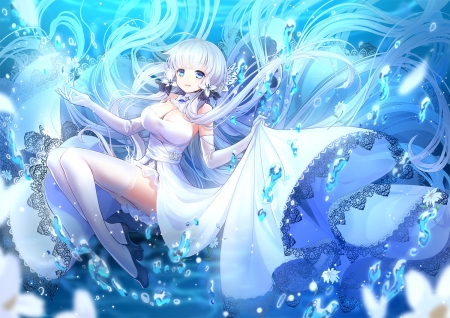 Bilan Hangxian - manga, anime, white, blue, girl, bilan hangxian, luminos, miemia