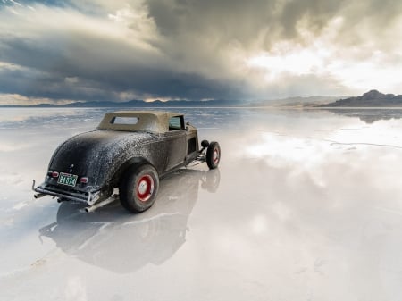 Hotrod - car, vintage, salt plain, hotrod, classic, auto