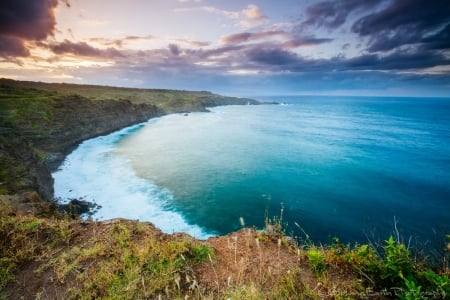 Beach - ocean, beach, trees, water, sea, rocks, waves