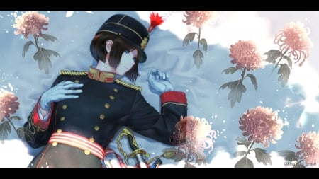 Dream - dream flower, pink, black, anime, girl, blue, manga, tagme, hat, uniform