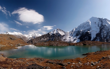 Valley of Seven Lakes,Russia - nature, lake, altay, clouds, mountains