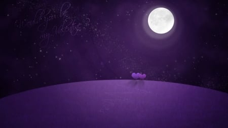 Happy Valentine's Day! - purple, pink, vector, luna, card, valentine, heart, moon, couple