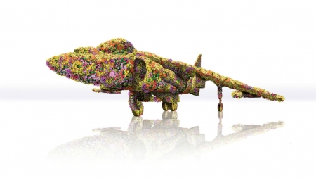 Floral airplane - white, summer, creative, flower, fantasy, airplane, floral, colorful