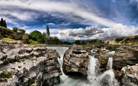 River - nature, landscape, river, water, waterfall