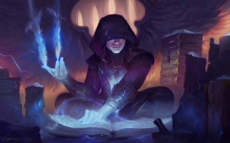 Wizard - fantasy, wizard, magic, book, man, art