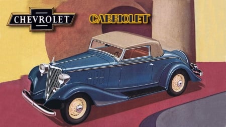 1933 Chevrolet Cabriolet - antique cars, chevrolet cars, 1933 chevrolet, chevrolet desktop background, chevrolet wallpaper