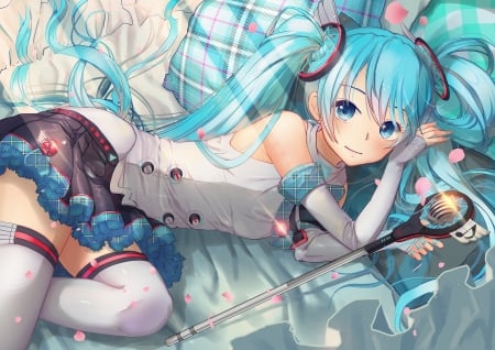 Hatsune Miku - manga, vocaloid, anime, white, blue, girl, hatsune miku, tagme