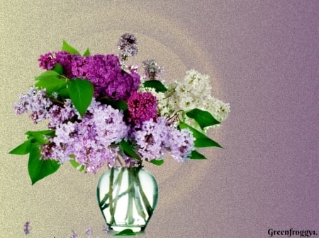 LILACS - vase, abstract, lilacs, art