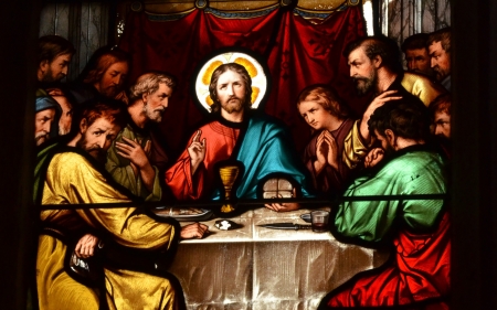 Last Supper - christ, apostles, jesus, stained glass, last supper