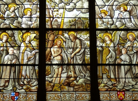 Baptism of Christ - France, Christ, stained glass, Baptism, Jesus