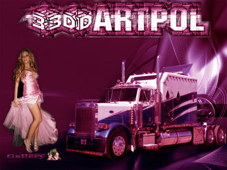 Big Rig and Girl - big, girl, rig