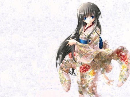 flower kimono - anime, girls, other