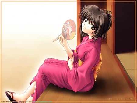 hi.. - anime, kimono, wallpaper, girl