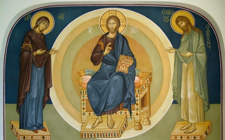 Jesus, Mary and John Baptist - icon, Virgin, Mary, Christ, John Baptist, Jesus